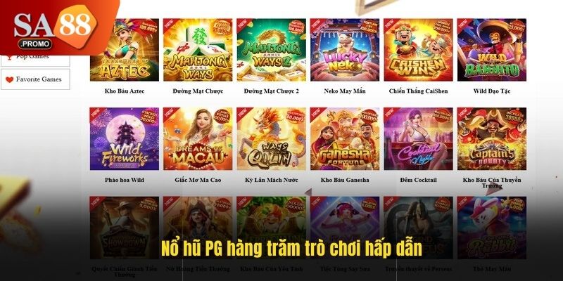 Nổ hũ PG hàng trăm trò chơi hấp dẫn
